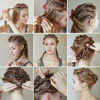 a collage of pictures showing how to do a braid photo