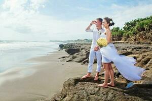 Beautiful, happy newly married couple photo