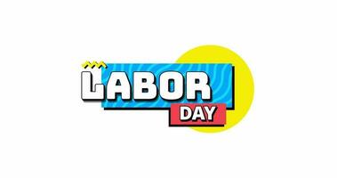 Happy Labor Day Animated Text Retro Style. Suitable for business, banners, posters, celebrations, events, etc. Labor day and celebration concept digitally generated video. video