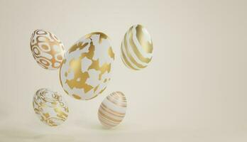 3d rendering of easter eggs on a soft brown clean background photo