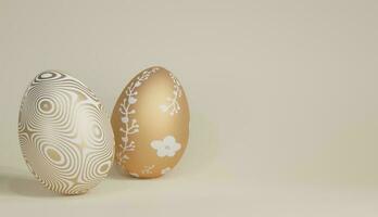 3d rendering of easter eggs on a soft brown clean background photo