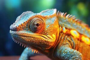 Chameleon reptile close up shoot AI Generated photo