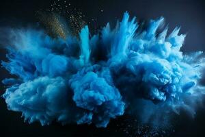 Colorful powder explosion on a black background, Holi Festival concept AI Generated photo