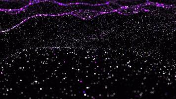 Purple cyber sea waves floating dots background. Global network slow waving ocean concept backdrop. Abstract wavy data space creative motion design. Flowing moving on waved surface. video