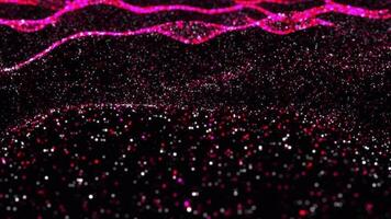 Pink abstract wavy data space creative motion design. Flowing moving on waved surface. Cyber sea waves floating dots background. Global network slow waving ocean concept backdrop. video