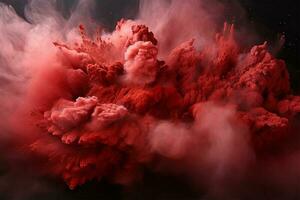vistoso polvo explosión en un negro fondo, holi festival concepto ai generado foto