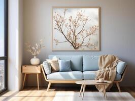 Mock up poster frame in home interior background, Mockups Design 3D, High-quality Mockups, photo