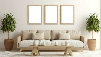Mockup frame in farmhouse living room, Generative Ai photo