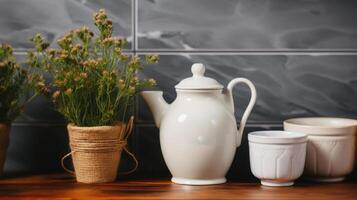 Frame mockup in kitchen interior background Farmhouse , Mockups Design 3D, High-quality Mockups, photo