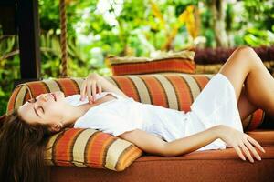 Young woman laying down photo