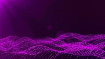 spinning lila Plats partikel form, trogen neon grafisk bakgrund, energi 3d abstrakt konst element illustration, teknologi artificiell intelligens tapet animering video