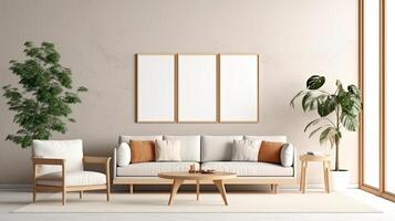 Mockup frame in home interior background, Generative Ai photo