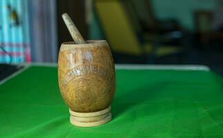 Pinolillo drink on the table with background, Nicaraguan pinolillo drink photo