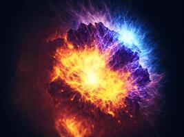 Supernova Abstract Explosion Cosmic Energy in Vibrant Space Background, Ai Generative photo