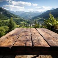 Wooden Table Ideal for Product Advertisements , Ai Generated photo