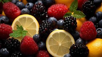Delicious and Nutritious Colorful Summer Fruits at the Farmers' Market, photo
