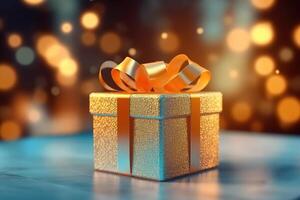 Gift Box with blurred background AI Generated photo