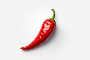 Chili on white background top view photo