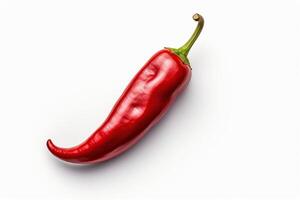 Ripe red hot chili on white background AI Generated photo