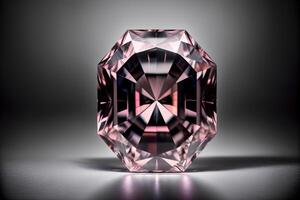 A Pink Diamond Sitting On Top Of A Table. AI Generated photo