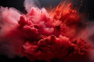 Colorful powder explosion on a black background, Holi Festival concept AI Generated photo