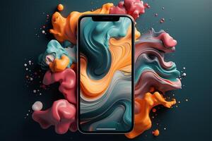 Trendy liquid style shapes abstract design, dynamic smartphone pub concept photo