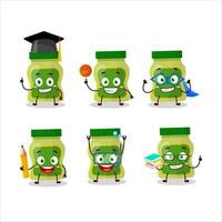 School student of wasabi cartoon character with various expressions vector