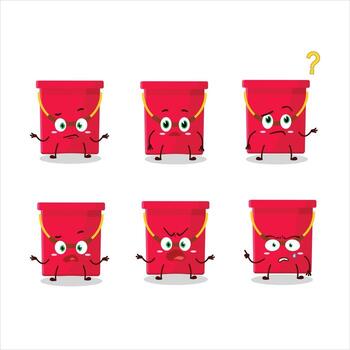 Cartoon character of red bucket with what expression vector