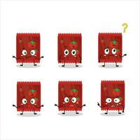 Cartoon character of ketchup sachet with what expression vector