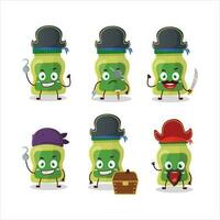 Cartoon character of wasabi with various pirates emoticons vector