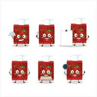 Cartoon character of ketchup sachet with various chef emoticons vector