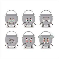 Cauldron bottle cartoon character with various angry expressions vector