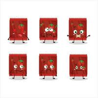 Ketchup sachet cartoon character with nope expression vector