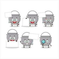 Cauldron bottle cartoon character bring information board vector