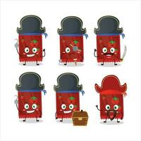 Cartoon character of ketchup sachet with various pirates emoticons vector