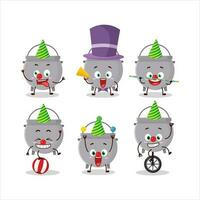 Cartoon character of cauldron bottle with various circus shows vector