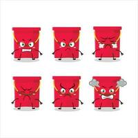 rojo Cubeta dibujos animados personaje con varios enojado expresiones vector