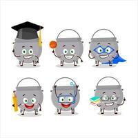 School student of cauldron bottle cartoon character with various expressions vector