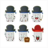 Cartoon character of milk can with various pirates emoticons vector