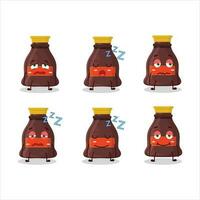 Cartoon character of soy sauce with sleepy expression vector