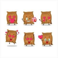 Flour sack cartoon character with love cute emoticon vector
