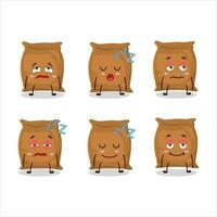 Cartoon character of flour sack with sleepy expression vector