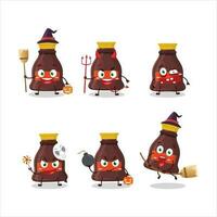 Halloween expression emoticons with cartoon character of soy sauce vector