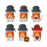 Cartoon character of beer bottle with various pirates emoticons vector