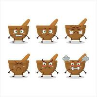 Mortar and pestle cartoon character with various angry expressions vector