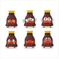 Soy sauce cartoon character with sad expression vector