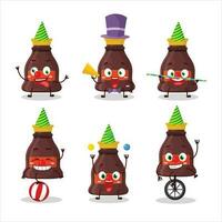 Cartoon character of soy sauce with various circus shows vector