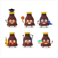 School student of soy sauce cartoon character with various expressions vector