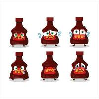BBQ sauce cartoon character with sad expression vector