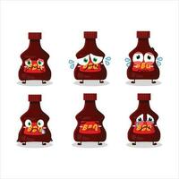 BBQ sauce cartoon character with sad expression vector